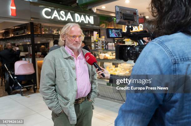 The manager of Mercado de La Paz, Guillermo del Campo, attends to the media in front of the Casa Dani restaurant at Mercado de La Paz, on April 3 in...