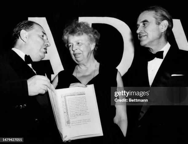 Former First Lady Eleanor Roosevelt is honoured at the fifth annual Roosevelt Day Dinner at the Waldorf Astoria hotel in New York on February 6th,...