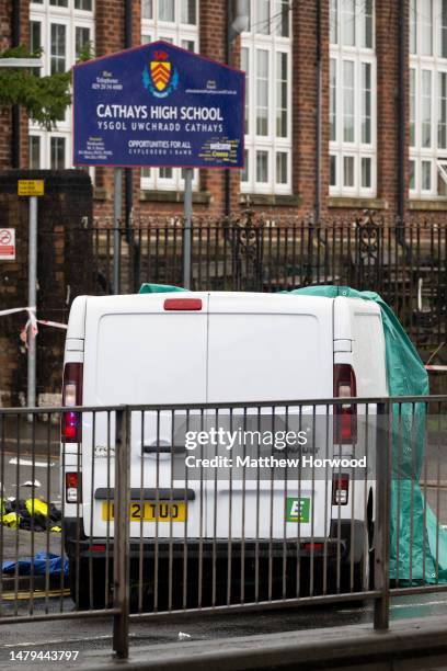 Police attend an incident involving a white van on North Road on March 28, 2023 in Cardiff, Wales. Christopher Elgifari indicated a plea of not...