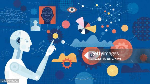 ai deep learning concept - process automation abstract stock illustrations