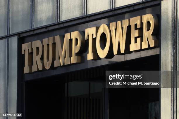 Trump Tower is seen ahead of former President Donald Trumps arrival on April 03, 2023 in New York City. Former President Trump is scheduled to be...