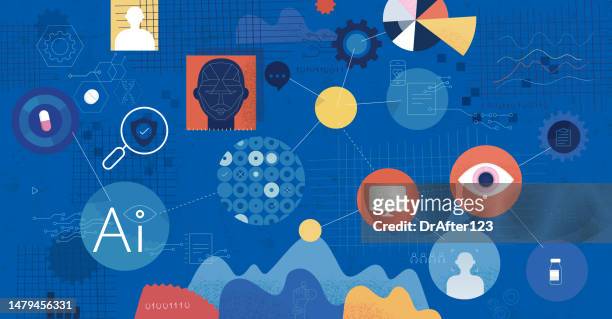 artificial intelligence used in healthcare - customised stock illustrations