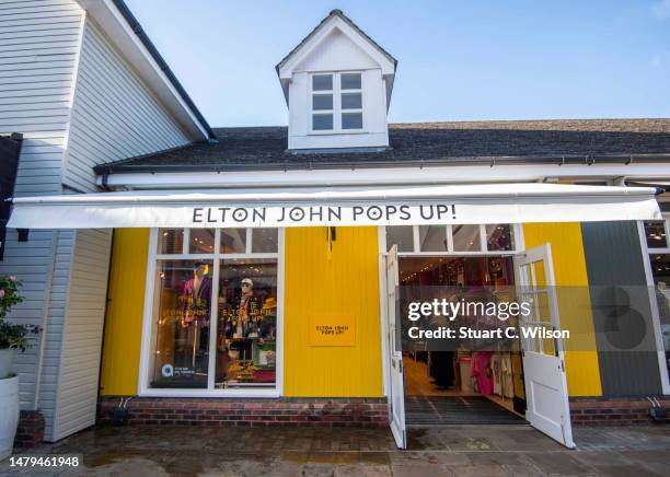 General view outside at the launch of Elton John's new eyewear collection at Bicester Village on April 03, 2023 in Bicester, England.