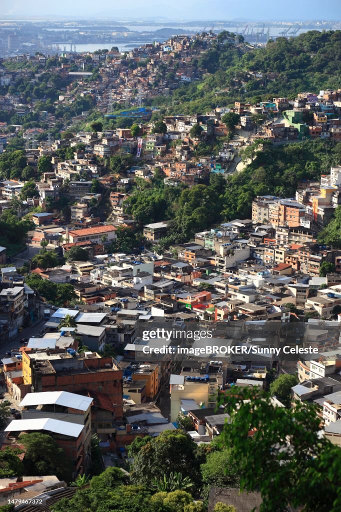 View of the favelas between Santa Teresa and Centro, Rio de Janeiro, Brazil