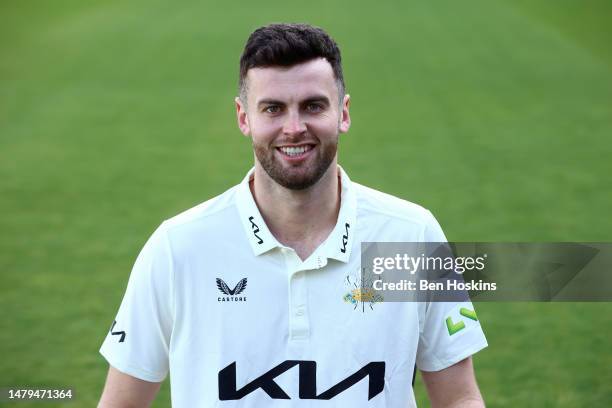 Dom Sibley of Surrey poses for a picture during the Surrey CCC Photocall at The Kia Oval on April 03, 2023 in London, England.