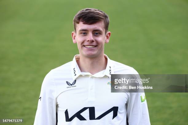 Jamie Smith of Surrey poses for a picture during the Surrey CCC Photocall at The Kia Oval on April 03, 2023 in London, England.