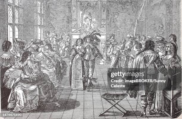 ilustrações de stock, clip art, desenhos animados e ícones de cultural state in the 17th century, dancing party at a ball, germany, historic, digitally restored reproduction of an original 19th century original, exact original date unknown - século xvii