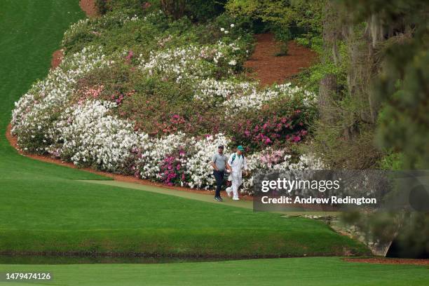 Ryan Fox of New Zealand walks to the 13th fairway during a practice round prior to the 2023 Masters Tournament at Augusta National Golf Club on April...