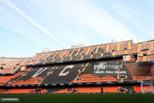General view prior to the LaLiga Santander match between Valencia CF and Rayo Vallecano at Estadio Mestalla on April 03, 2023 in Valencia, Spain.