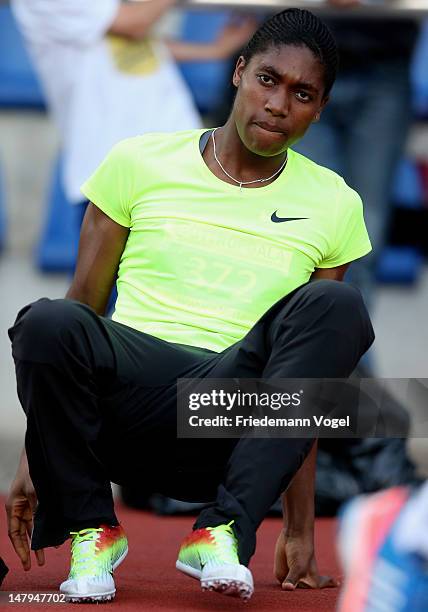 Caster Semenya of South Africa warm up for the women's 800 metres final during Bottropgala on July 6, 2012 in Bottrop, Germany.