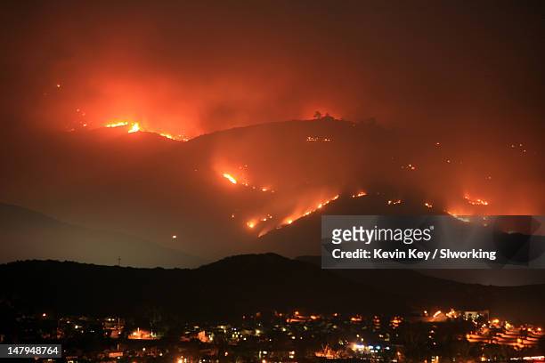 wildfire in san diego roars up and down mountain - san diego home stock pictures, royalty-free photos & images