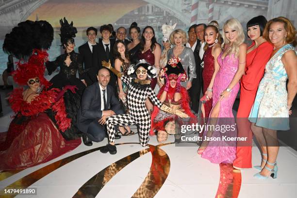 Harry Weill, Philip Weill, Paula Rosenshein, Lucia Hwong Gordon, Lillian Gorbachincky, Debrah Lee Charatan and guests pose with dancers at Carole...