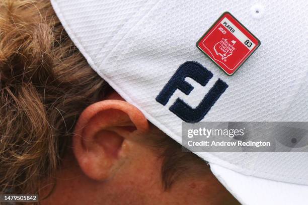 Detail of Cameron Smith of Australia hat on the practice area prior to the 2023 Masters Tournament at Augusta National Golf Club on April 03, 2023 in...