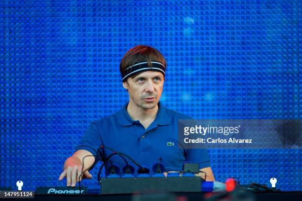 French DJ Martin Solveig performs on stage during Rock in Rio Madrid 2012 on July 6, 2012 in Arganda del Rey, Spain.