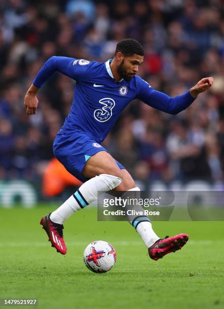 Ruben Loftus-Cheek of Chelsea controls the ball during the Premier League match between Chelsea FC and Aston Villa at Stamford Bridge on April 01,...