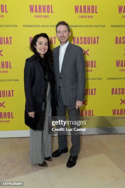 Isabelle Vitari and Ludovic Watine-Arnault attend the "Basquiat x Warhol. Painting Four Hands" opening at the Louis Vuitton Foundation on April 3,...
