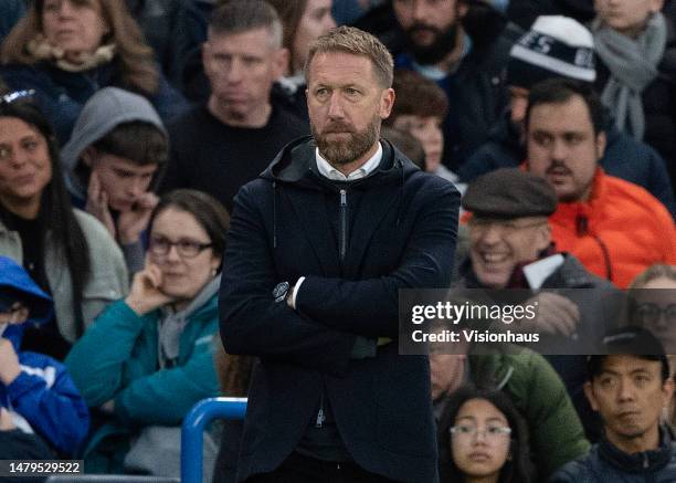 Chelsea manager Graham Potter during the Premier League match between Chelsea FC and Aston Villa at Stamford Bridge on April 01, 2023 in London,...