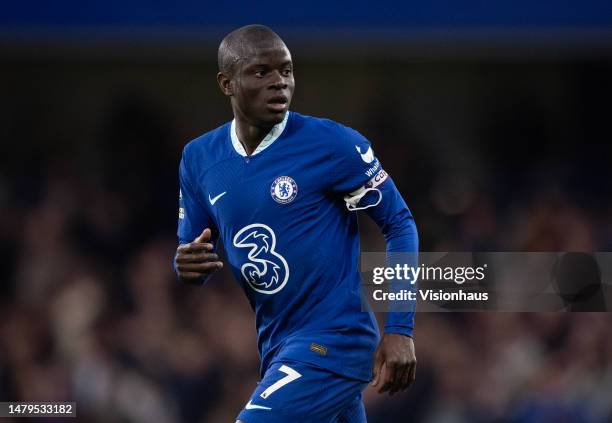 Ngolo Kante of Chelsea during the Premier League match between Chelsea FC and Aston Villa at Stamford Bridge on April 01, 2023 in London, England.