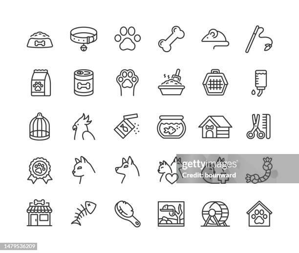 pet-liniensymbole bearbeitbarer kontur - cat icon stock-grafiken, -clipart, -cartoons und -symbole