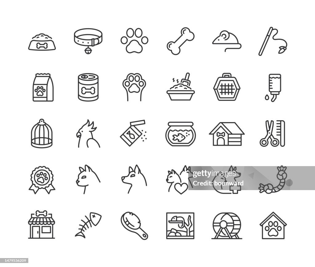 Pet Line Icons Editable Stroke