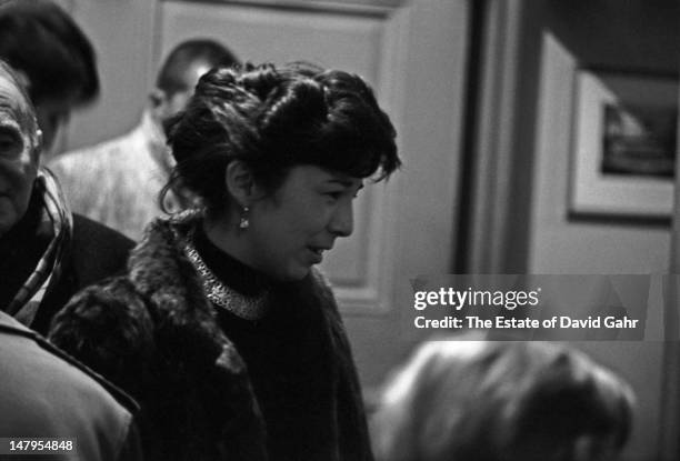 Toshi Seeger, wife and partner of folk singer and activist Pete Seeger, backstage at Carnegie Hall in December 1958 in New York City, New York.