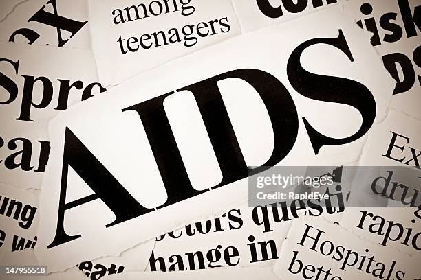 aids related newspaper headlines - hiv stock pictures, royalty-free photos & images