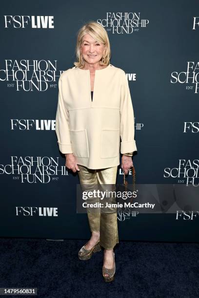 Martha Stewart attends the Fashion Scholarship Fund Gala Honoring Anna Wintour and Emma Grede, Hosted By Karlie Kloss at The Glasshouse on April 03,...