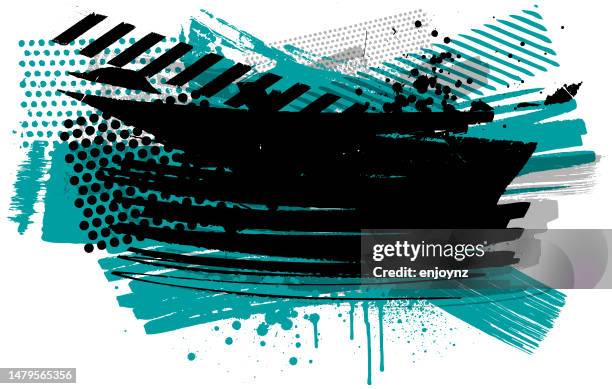 modern black green grunge textures and patterns vector - teal paint stock illustrations