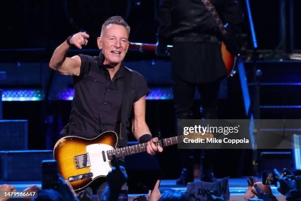 Bruce Springsteen performs at Barclays Center on April 03, 2023 in New York City.