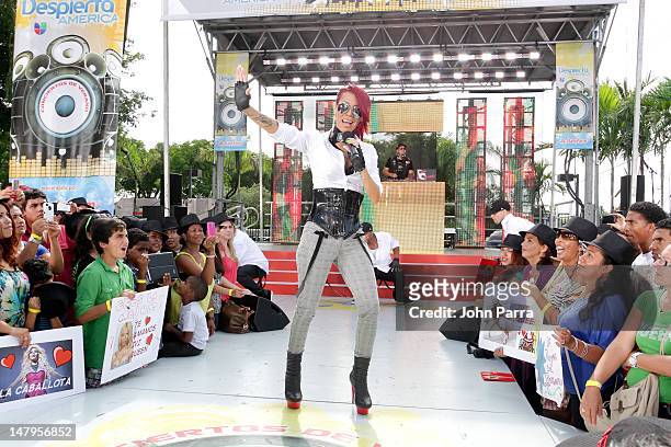 Ivy Queen performs during Univision's Despierta America concert series at Univision Studio on July 6, 2012 in Miami, Florida.
