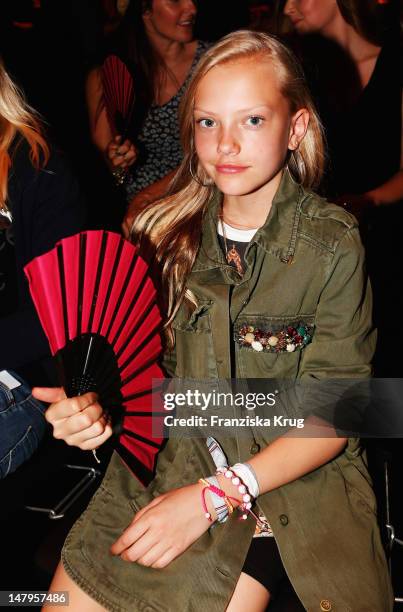 Cheyenne Ochsenknecht sits in front row during the Michalsky Style Nite 2012 at Mercedes-Benz Fashion Week Berlin Spring/Summer 2013 at Tempodrom on...