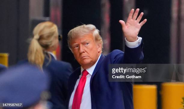 Donald Trump arrives at Trump Tower on April 03, 2023 in New York City.