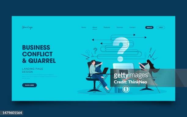 conceptual illustration of coworker conflict - clutter stock illustrations