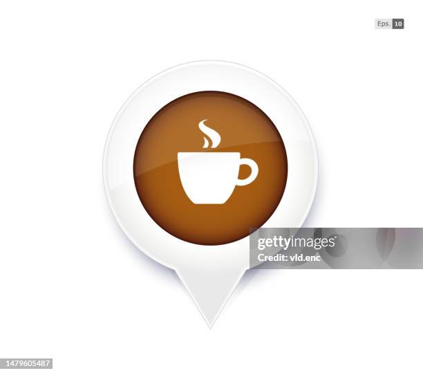 stockillustraties, clipart, cartoons en iconen met coffeeshop location pin icon - app store logo