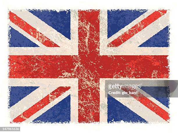 stockillustraties, clipart, cartoons en iconen met grunge great britain flag - english flag