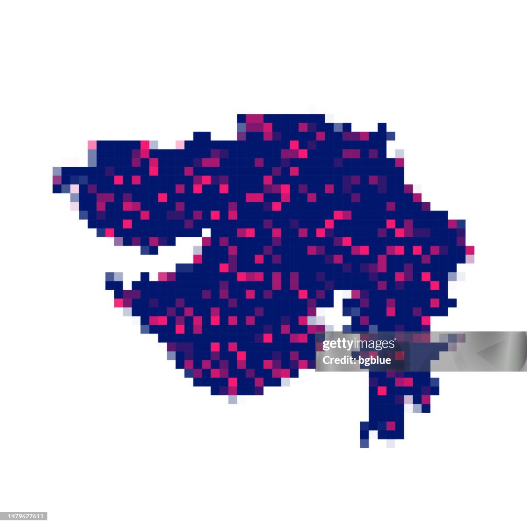 Gujarat map in pixels on white background