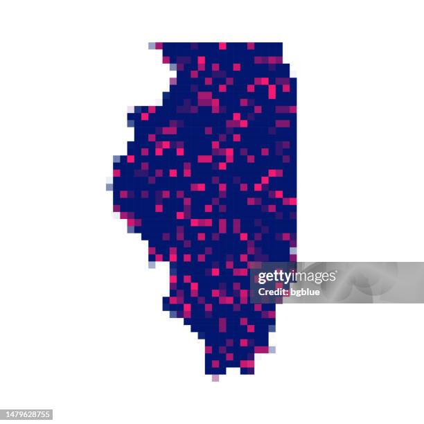 illinois map in pixels on white background - springfield illinois map stock illustrations