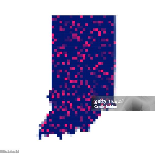 indiana map in pixels on white background - indianapolis map stock illustrations