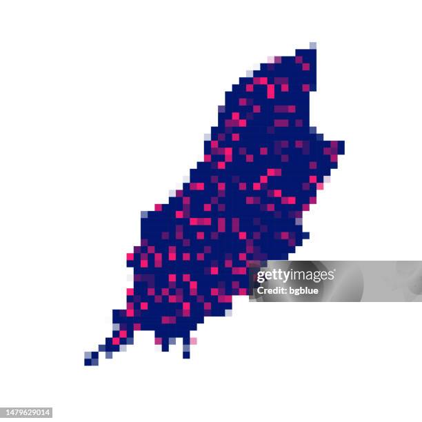 isle of man map in pixels on white background - irish sea stock illustrations