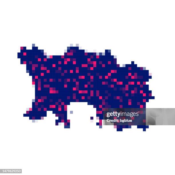 jersey map in pixels on white background - white jersey stock illustrations
