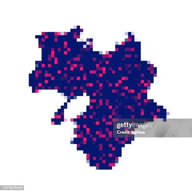 kansai map in pixels on white background - osaka stock illustrations
