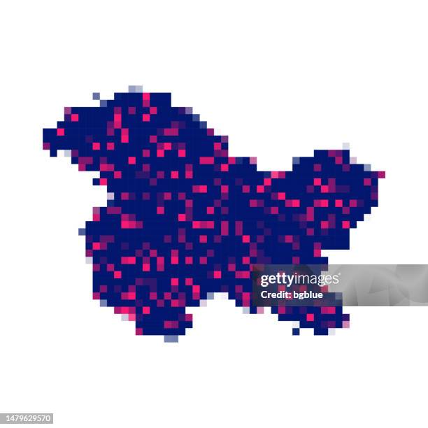 kashmir map in pixels on white background - kashmir stock illustrations