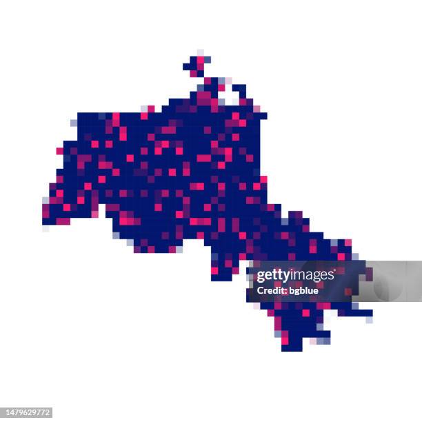 kurdistan map in pixels on white background - erbil stock illustrations