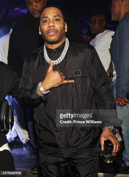 Rapper Nelly attends Clay Day Celebration for OG Clay Evans at The Bank Event Center on April 1, 2023 in Atlanta, Georgia.