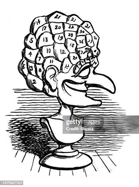 british satire caricature comic cartoon illustration - phrenology head stock illustrations