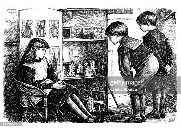 british satire caricature comic cartoon illustration - model house stock illustrations