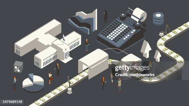 stockillustraties, clipart, cartoons en iconen met federal reserve - monetair-beleid