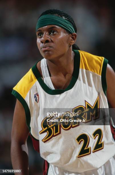 Jamie Redd, Forward for the Seattle Storm looks on during the WNBA Western Conference basketball game against the Minnesota Lynx on 30th June 2000 at...