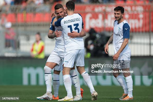 Danilo Cataldi of SS Lazio looks on as team mate Sergej... News Photo