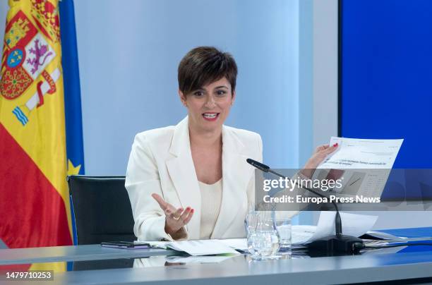 The Minister of Territorial Policy and Government Spokesperson, Isabel Rodriguez, during a press conference after the Council of Ministers, at La...